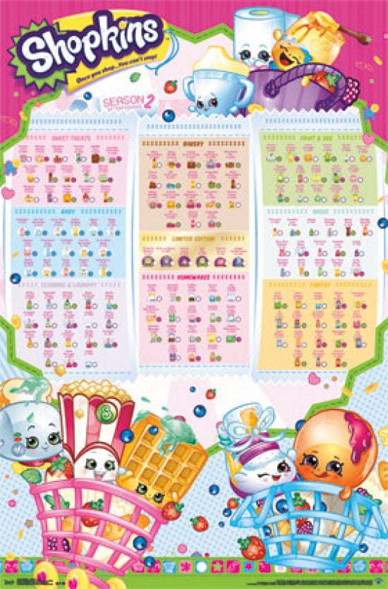 Shopkins Season 2 Grid Poster Print - Fun and Colorful Décor