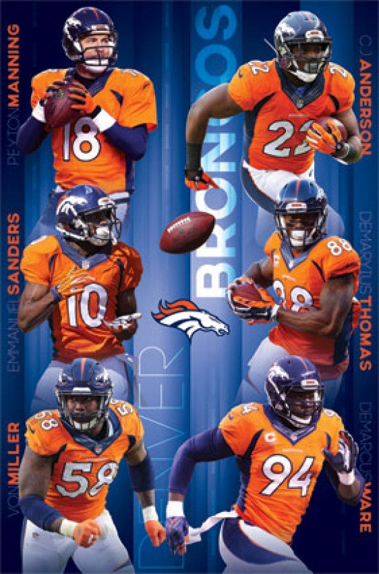 Denver Broncos Team 15 Poster Print - 22x34