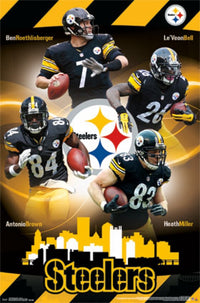 Pittsburgh Steelers Team Poster Print in vibrant colors, 24x36 size.