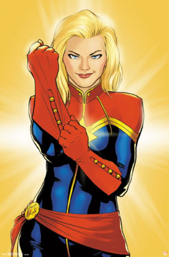 Captain Marvel Glove Poster Print featuring vibrant colors and iconic design.