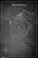 Chalk Map of North America Rolled Poster Print