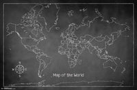 Chalk Map - World Poster Print (34x22) - Perfect for Home or Office