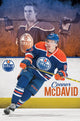 Edmonton Oilers Connor McDavid Poster Print showcasing dynamic hockey action.