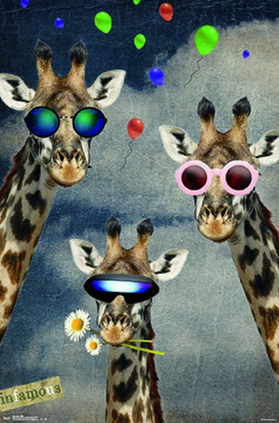 Giraffe Selfie Poster Print - Fun Animal Wall Art