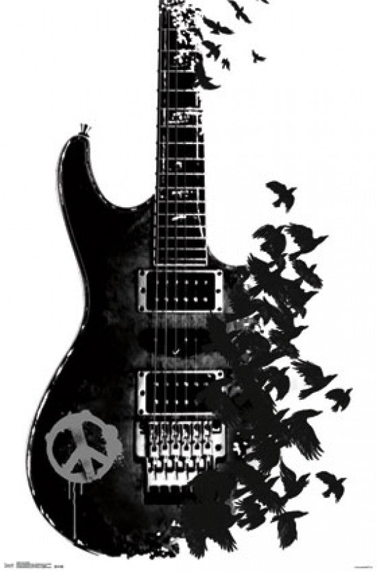 Crow Guitar Poster Print - 22x34 Rolled Art Print