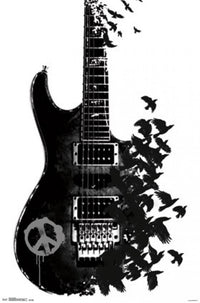 Crow Guitar Poster Print - 22x34 Rolled Art Print