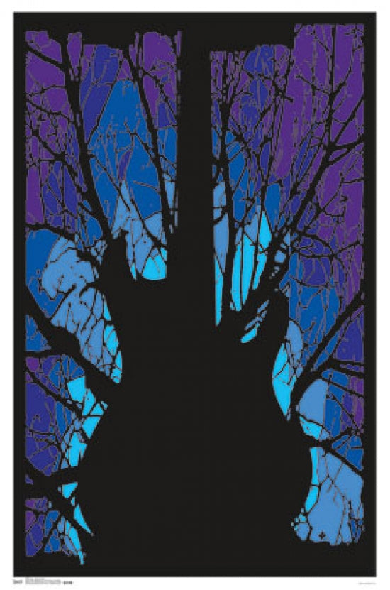 Black Light Woods Guitar Poster Print (23 x 35) featuring vibrant colors and music theme.