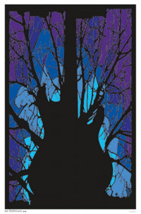 Black Light Woods Guitar Poster Print (23 x 35) featuring vibrant colors and music theme.