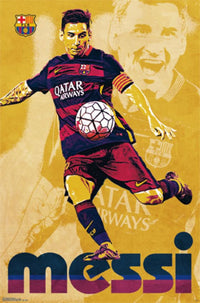 FC Barcelona Lionel Messi Poster Print showcasing vibrant colors and dynamic imagery.