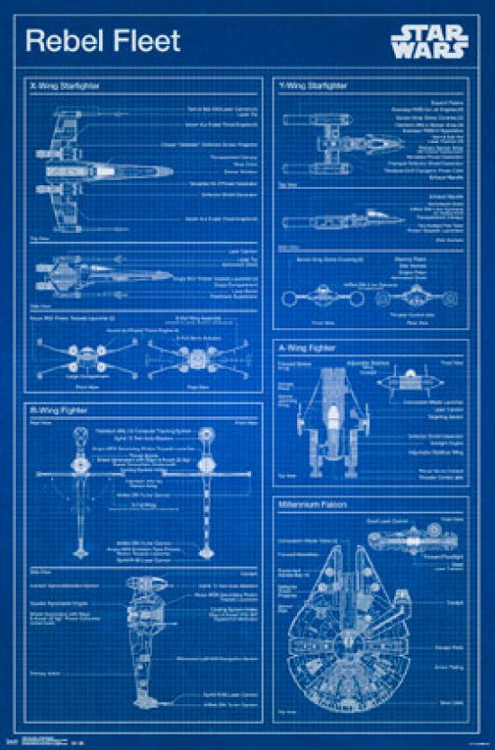 Star Wars Rebel Blueprint Poster Print - 22x34
