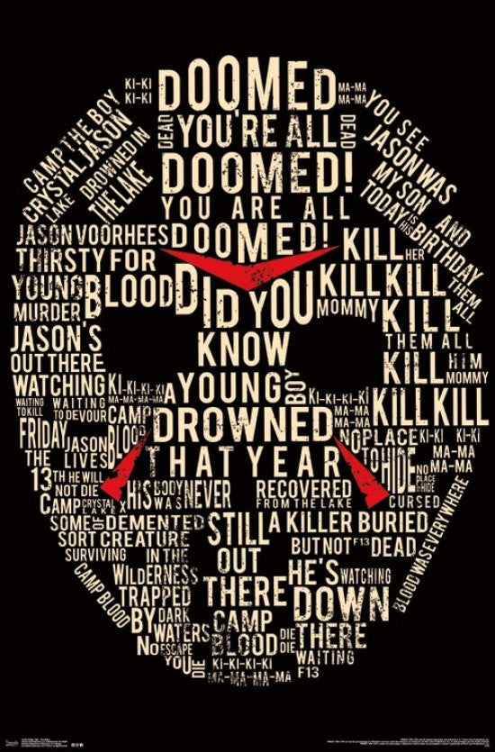 Friday the 13th Text Mask Poster Print - 22x34