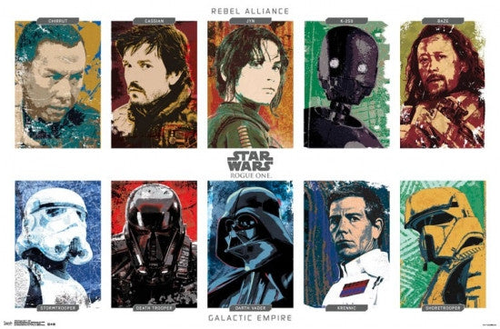 Star Wars Rogue One Grid Poster Print - 34x22