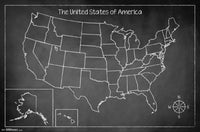 Chalk Map - USA Poster Print - 34x22 | Posterazzi