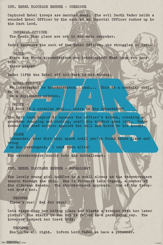 Star Wars Vader Text Poster Print - 24x36 Rolled Art