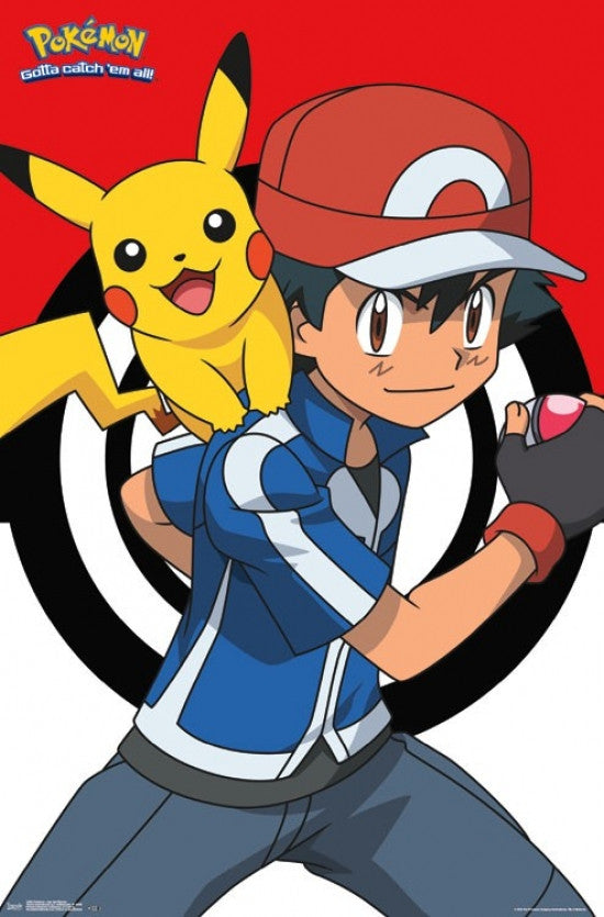 Pokémon Ash and Pikachu Poster Print - 22x34