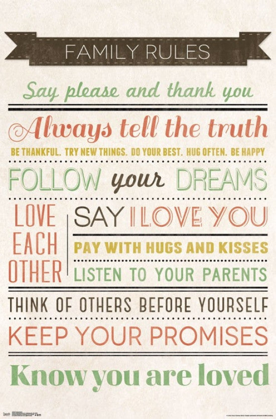 Family Rules Poster Print - Inspirational Home Décor