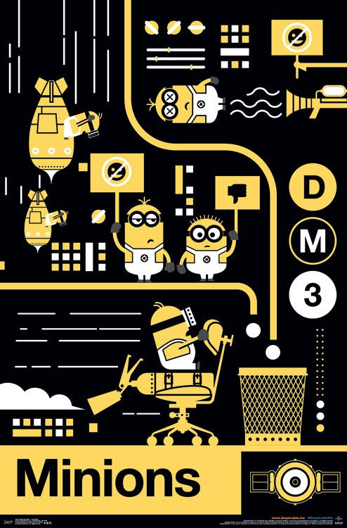 Despicable Me 3 Assembly Poster Print featuring vibrant colors and iconic characters.
