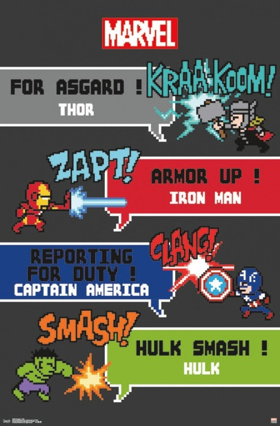Avengers 8 Bit Poster Print - 22x34 Rolled Poster
