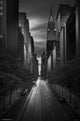 New York 42nd Street Sunset Black and White Poster Print