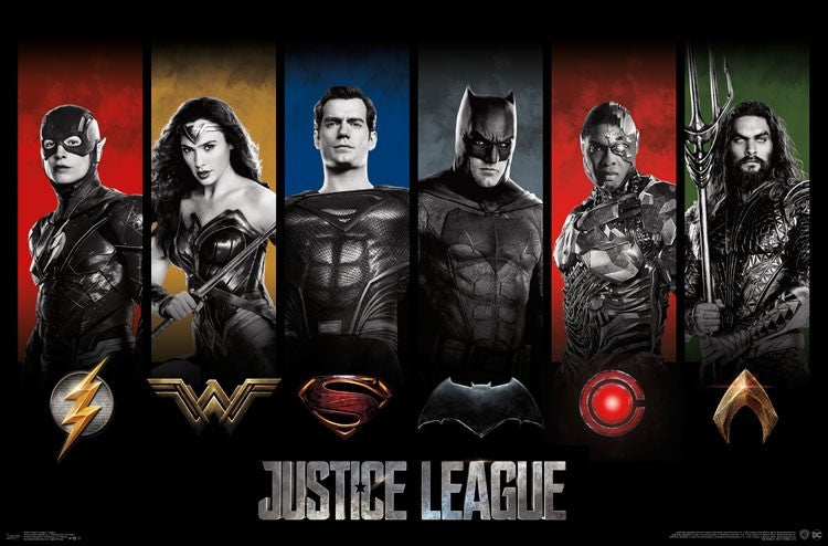 Justice League Logos Poster Print - 34x22 Rolled Art