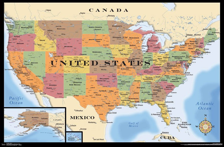 USA Map Poster Print - Perfect for Home or Office Décor
