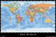 World Map Poster Print showing detailed cartography.