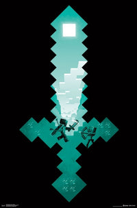 Minecraft Diamond Sword Poster Print - 22x34