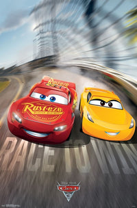 Cars 3 Race to Win Poster Print featuring dynamic artwork.