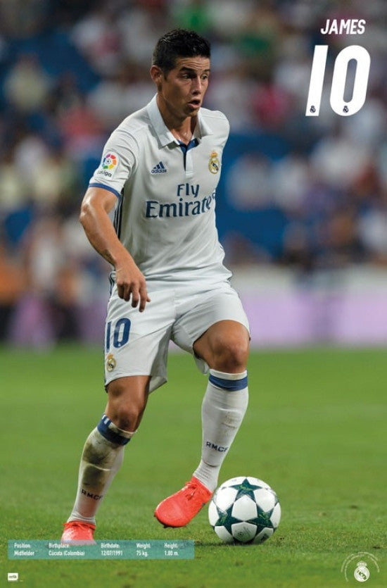 Real Madrid James Rodriguez 16 Rolled Poster Print