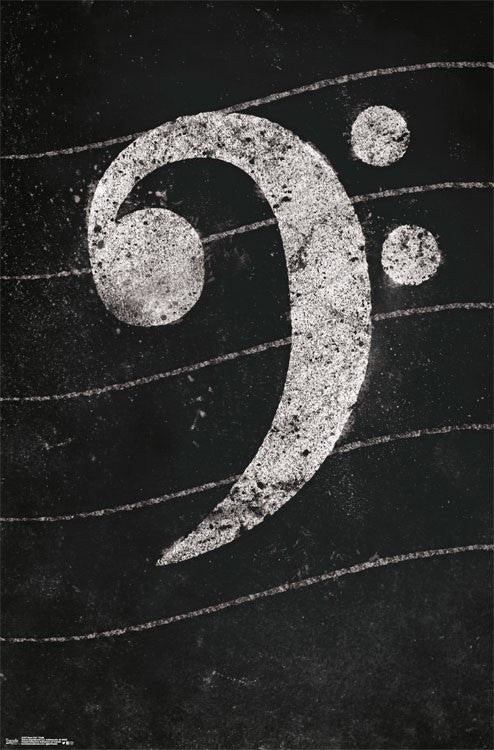 Bass Clef Chalk Poster Print - 22x34 Rolled Art