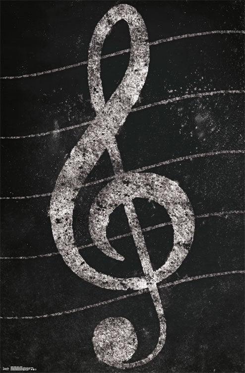 Treble Clef Chalk Art Poster Print in 22 x 34 size.