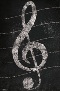 Treble Clef Chalk Art Poster Print in 22 x 34 size.