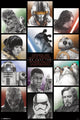 The Last Jedi Grid Poster Print featuring iconic imagery from the Star Wars saga.