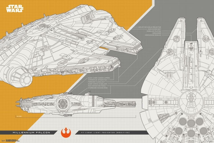 The Last Jedi Millennium Falcon Poster Print