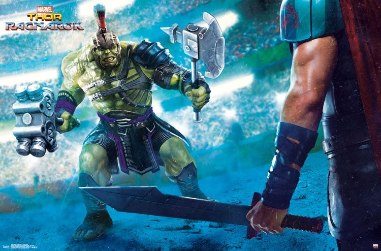 Thor Ragnarok Arena Hulk Poster Print showcasing Hulk in action.