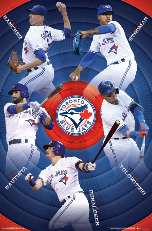 Toronto Blue Jays Group Poster Print showcasing team spirit in vibrant colors.