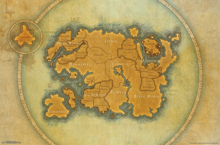 Elder Scrolls Online Map Poster Print - 34x22