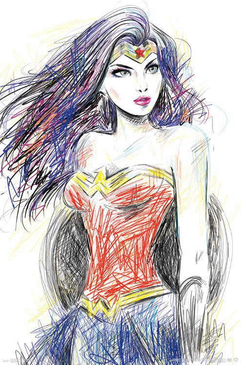 Wonder Woman Sketch Poster Print - 22x34 Rolled Art