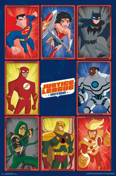 Justice League Action - Grid Rolled Poster Print (22x34)