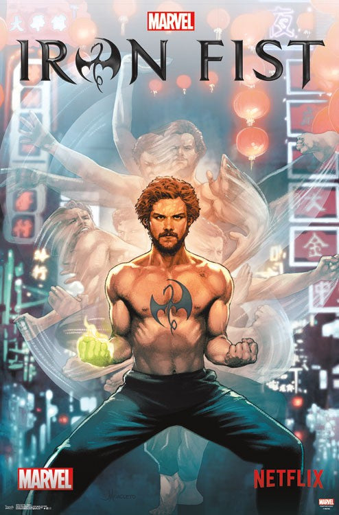 Iron Fist Stance Poster Print showcasing dynamic superhero action.