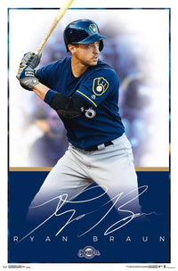Milwaukee Brewers Ryan Braun Poster Print showcasing the player in action.