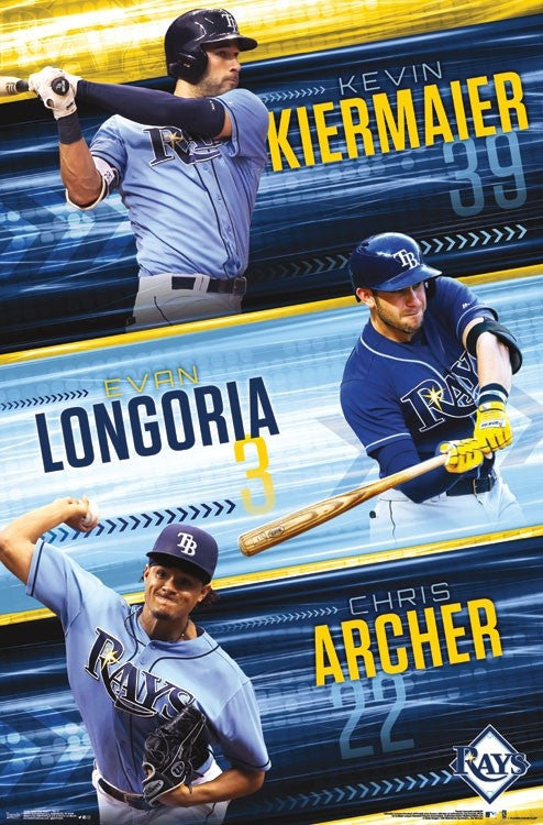 Tampa Bay Rays Trio Poster Print 22x34 - Rolled Poster