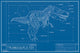 T-Rex Blueprint Illustration Poster Print showcasing detailed dinosaur anatomy