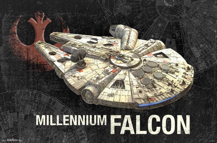 Star Wars Millennium Falcon Poster Print - 34x22