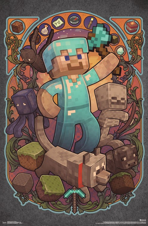Minecraft - Steve Nouveau Rolled Poster Print