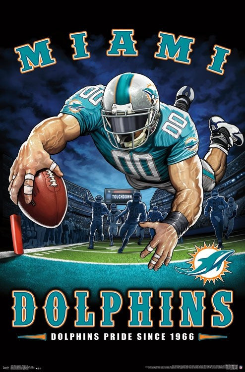 Miami Dolphins End Zone Poster Print - Perfect for Fans