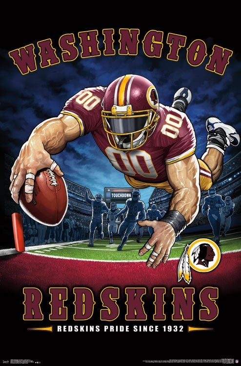 Washington Redskins End Zone Poster Print showcasing football excitement.