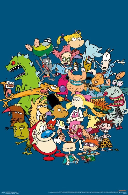Nick Toons Group Poster Print featuring classic animated characters