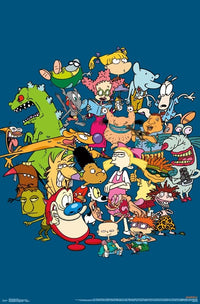 Nick Toons Group Poster Print featuring classic animated characters