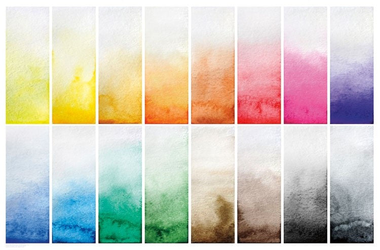 Bold Color Watercolor Swatches Poster Print - 34x22
